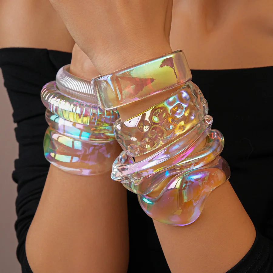 Transparent Colorful Acrylic Opening Bangle