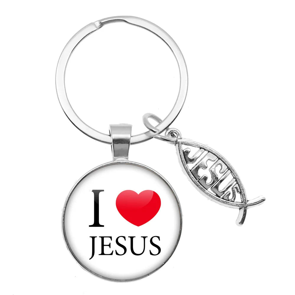I Love Jesus Symbol Fashion Keychain Holder Handmade
