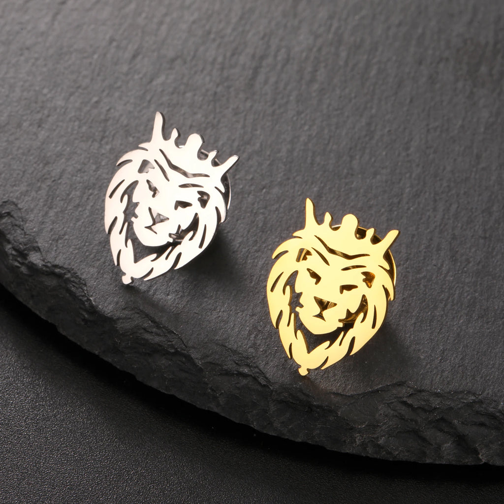 Crown Lion Pin Stainless Steel
