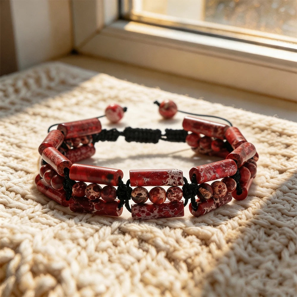 Handmade Woven 4mm Natural Stone Bracelets Emperor Beaded Adjustable