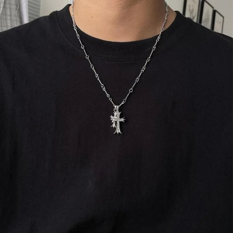 Double Cross Pendant Necklace