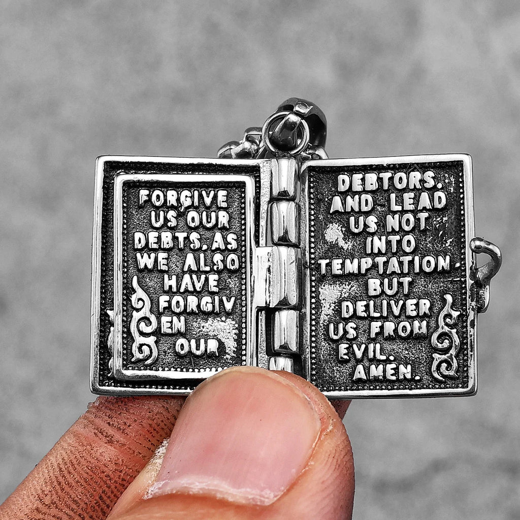 Holy Bible Can Be Opened Stainless Steel Necklace