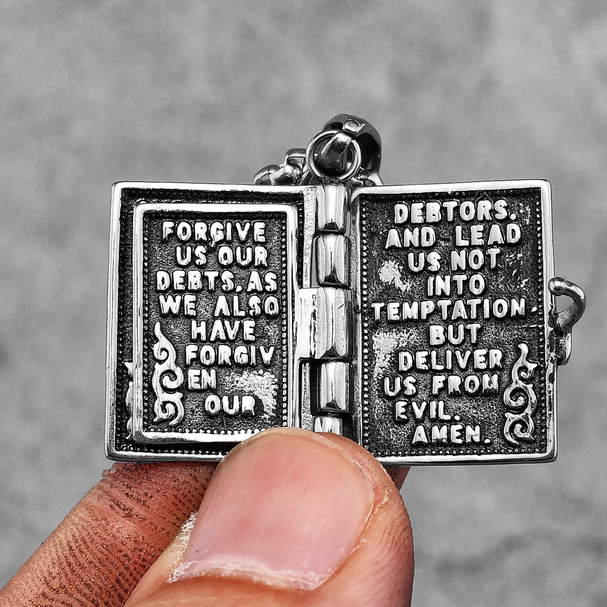 Holy Bible Can Be Opened Stainless Steel Necklace