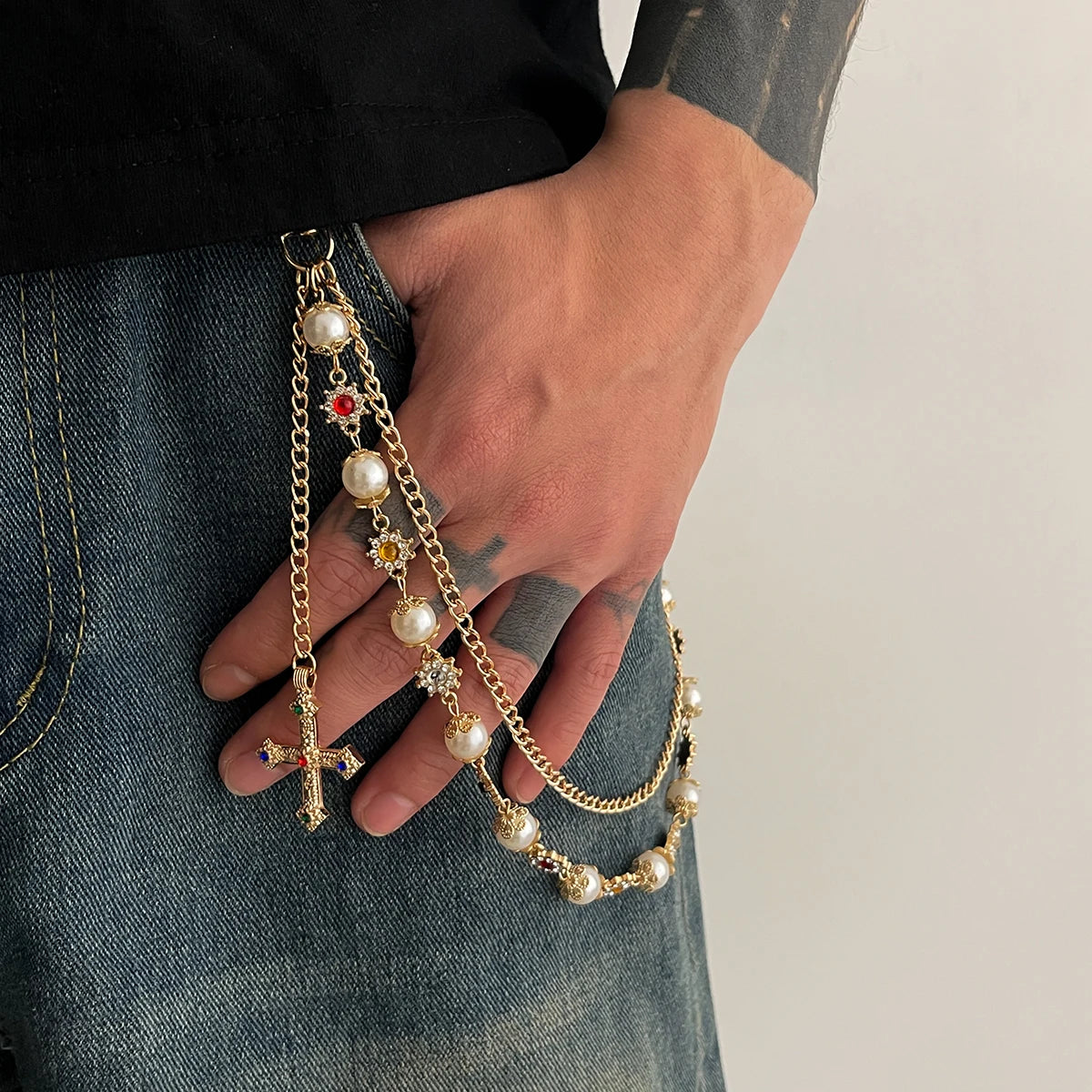 Punk Cross Jesus Pendant Keychain Belt