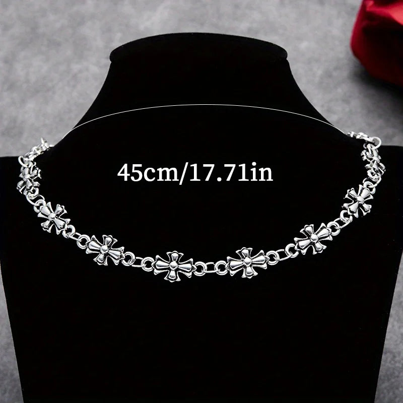 Silver Cross Patchwork Necklace