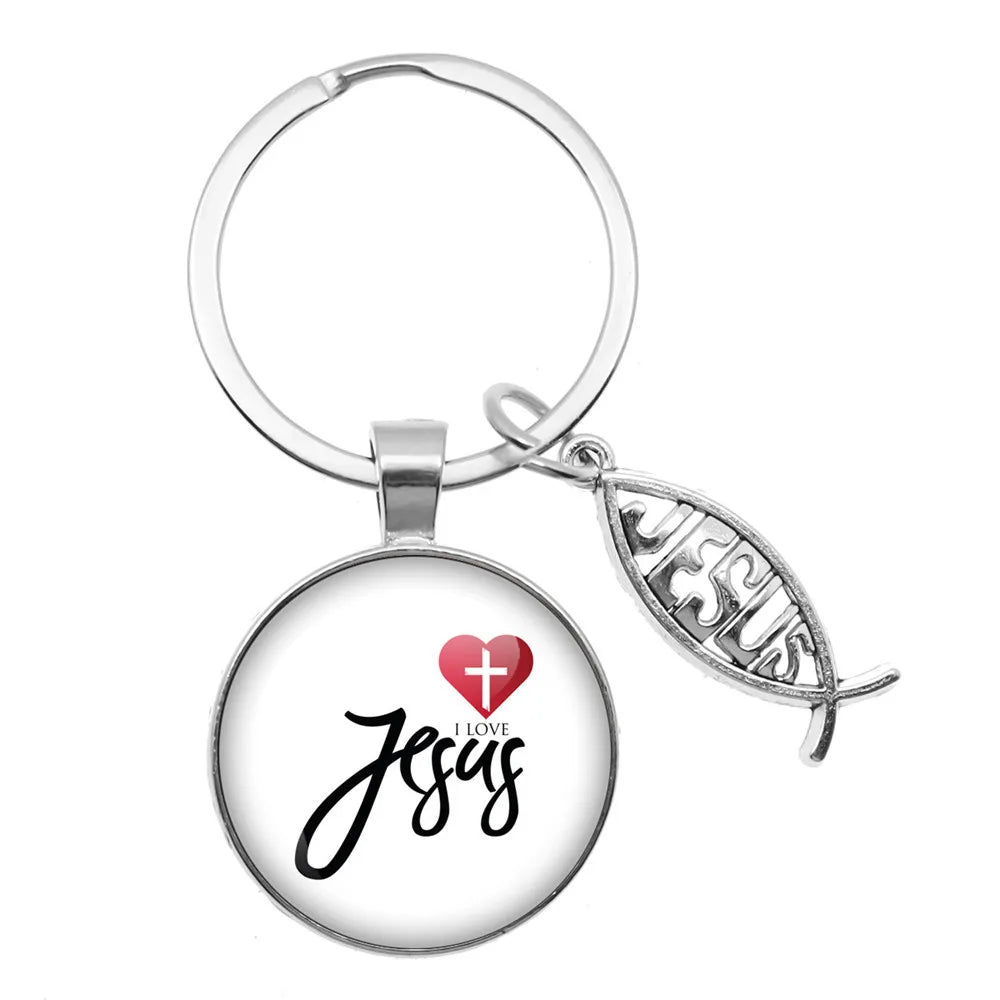 I Love Jesus Symbol Fashion Keychain Holder Handmade