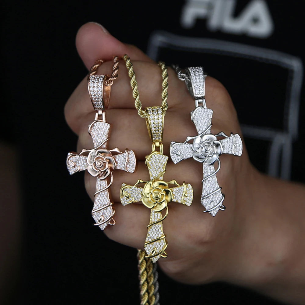 New Iced Out Cross Pendants and Coordinating Chain Options