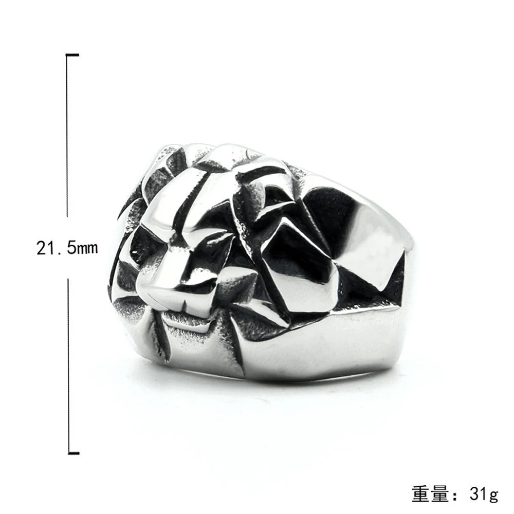 Factory Wholesale Lion Head Ring for Men Gothic Punk Stainless Steel Animal King Jewelry Masculine Wholesale Accessories