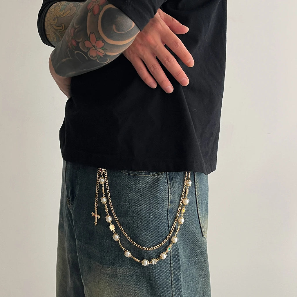 Punk Cross Jesus Pendant Keychain Belt