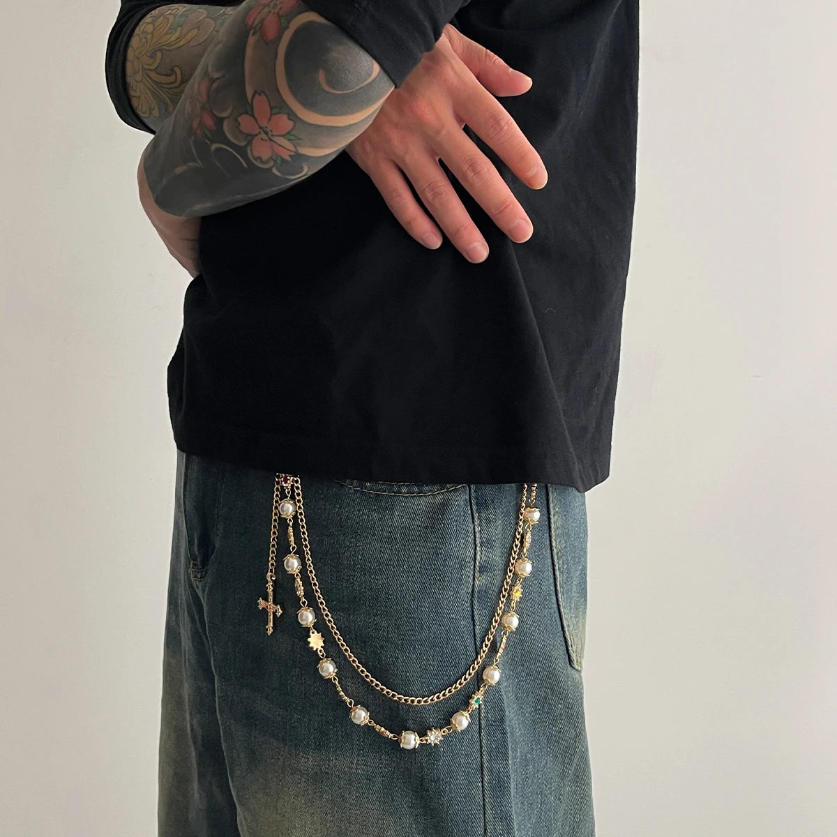 Punk Cross Jesus Pendant Keychain Belt