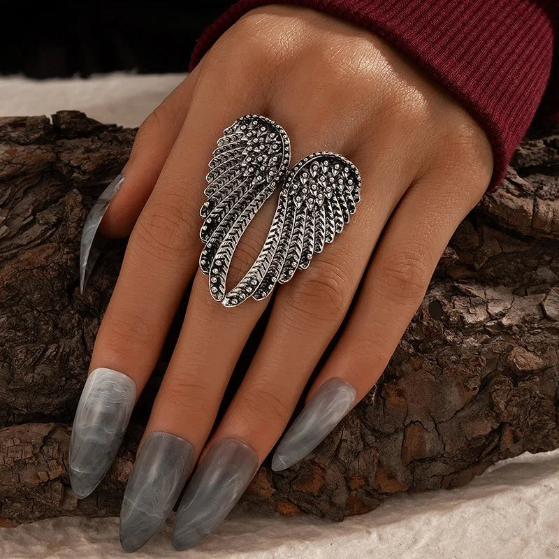 Retro Angel Wings Large Ring