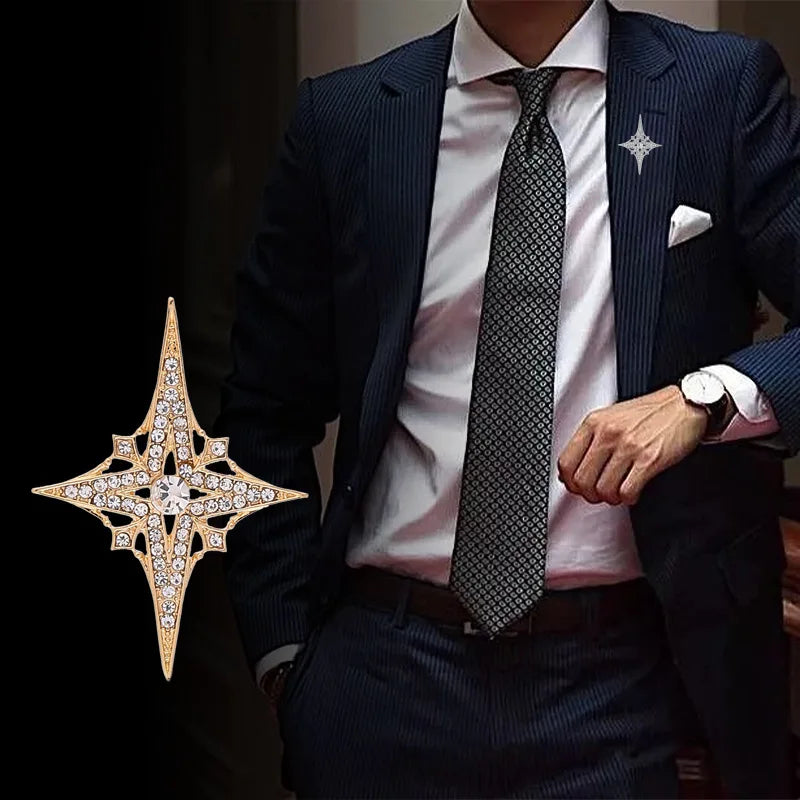 High-end Crysatal Rhinestone Star Lapel Pin