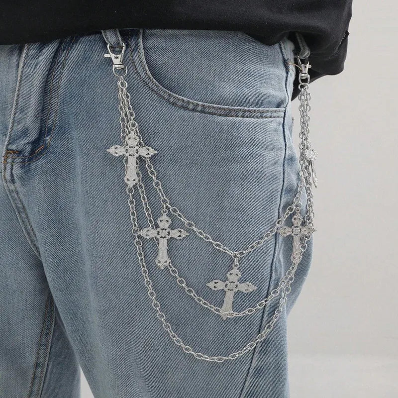 Hip Hop Cross Charm Layered Chain