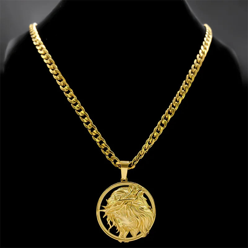 Jesus Crown of thorns Necklace Stainless Steel