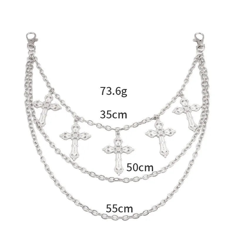 Hip Hop Cross Charm Layered Chain