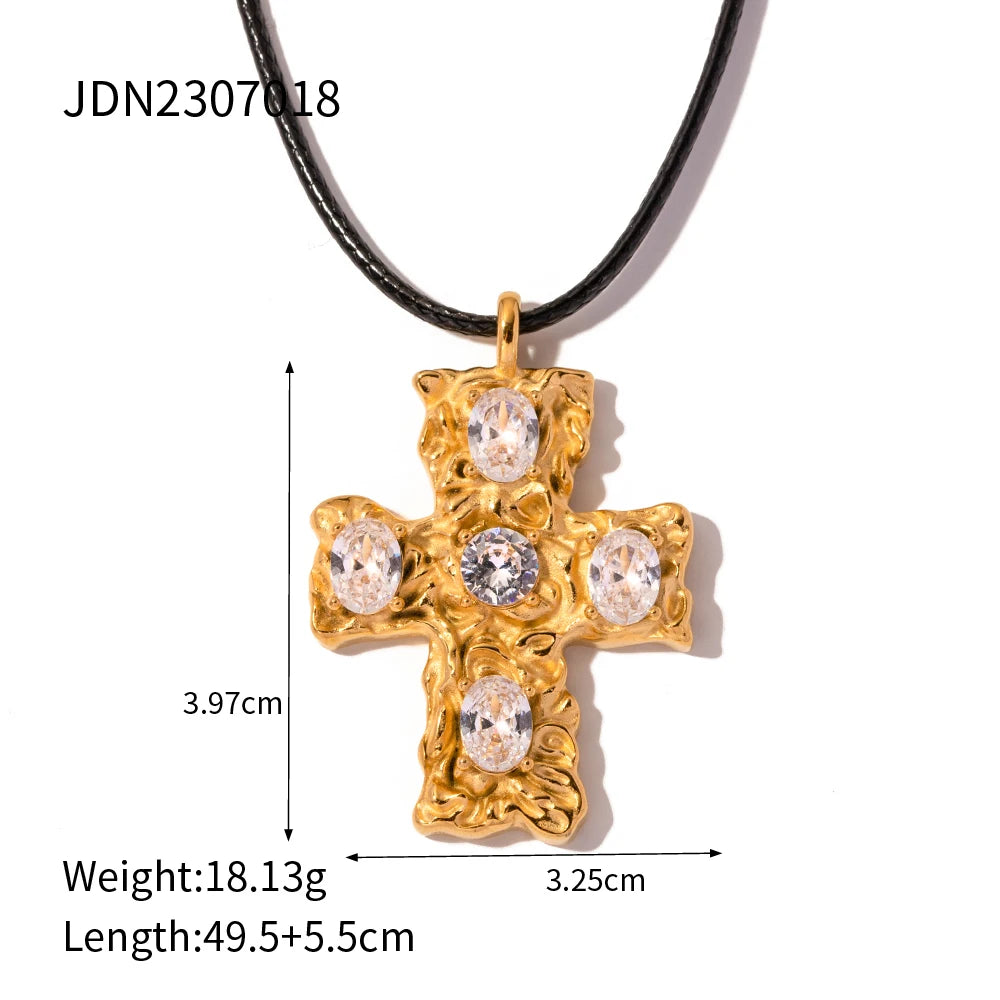 Stainless Steel 18K Gold Plated Trendy Cross NECKLACES AND EARRINGS