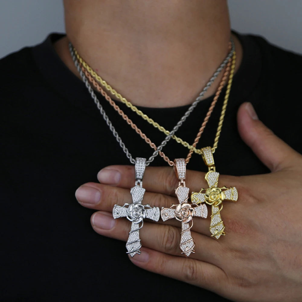 New Iced Out Cross Pendants and Coordinating Chain Options