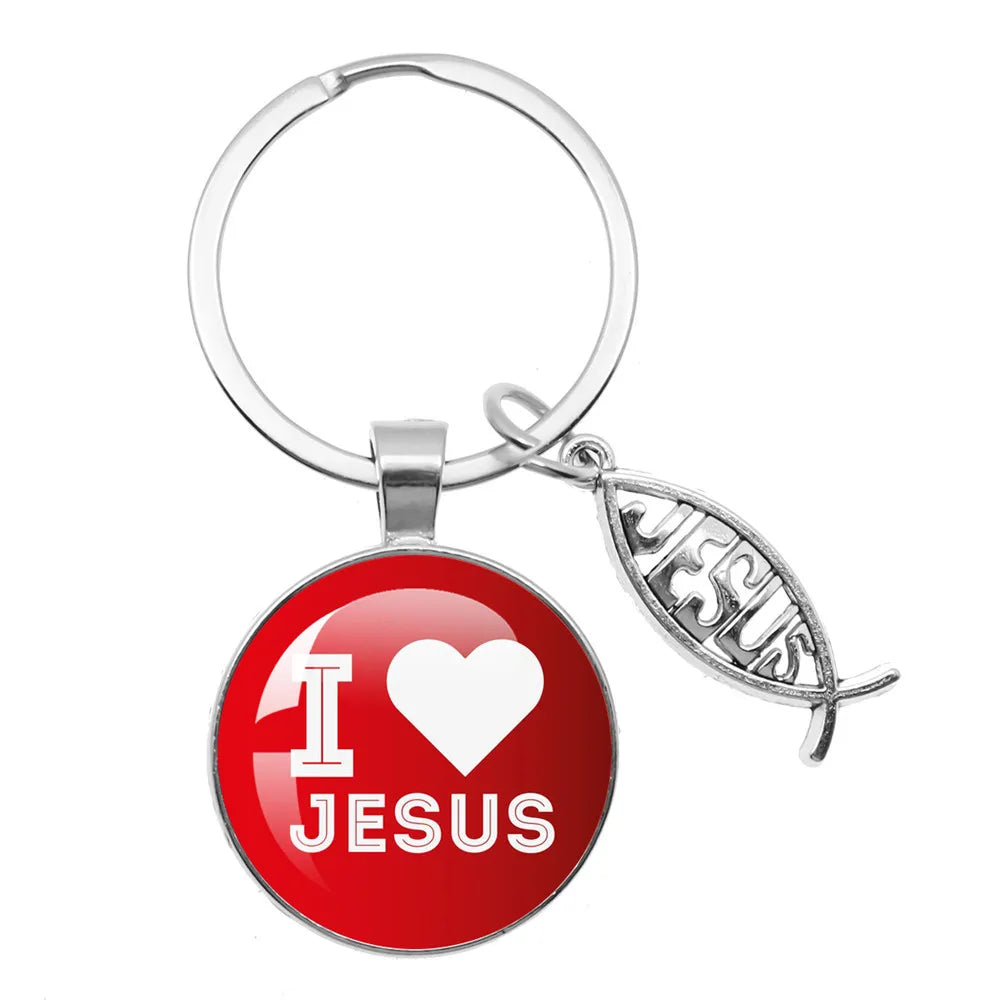 I Love Jesus Symbol Fashion Keychain Holder Handmade
