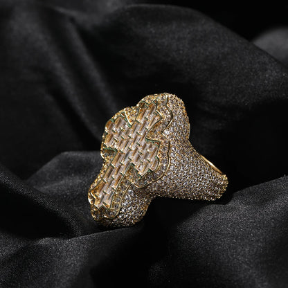 UWIN Baguettecz Cross Rings for Men Iced Out Bling Cubic Zirconia Rings Fashion Hip Hop Jewelry for Gift