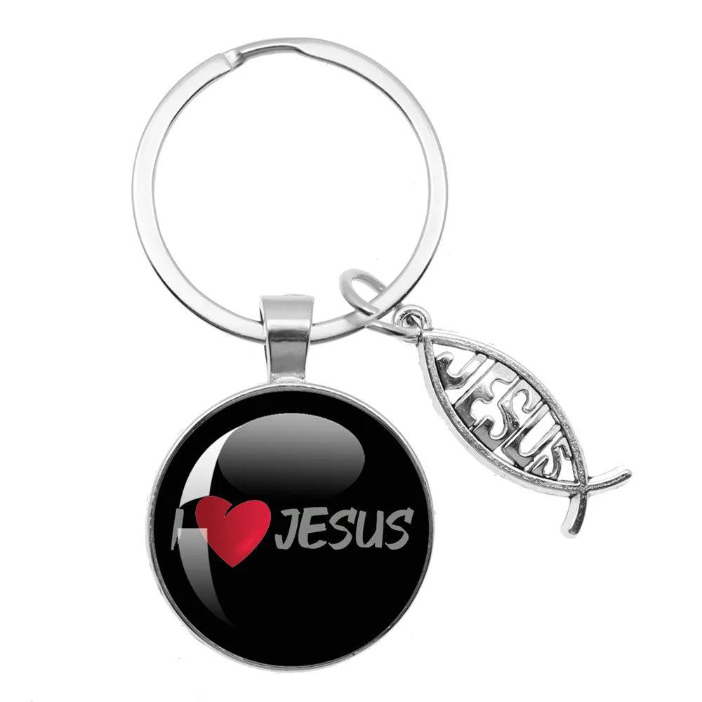 I Love Jesus Symbol Fashion Keychain Holder Handmade