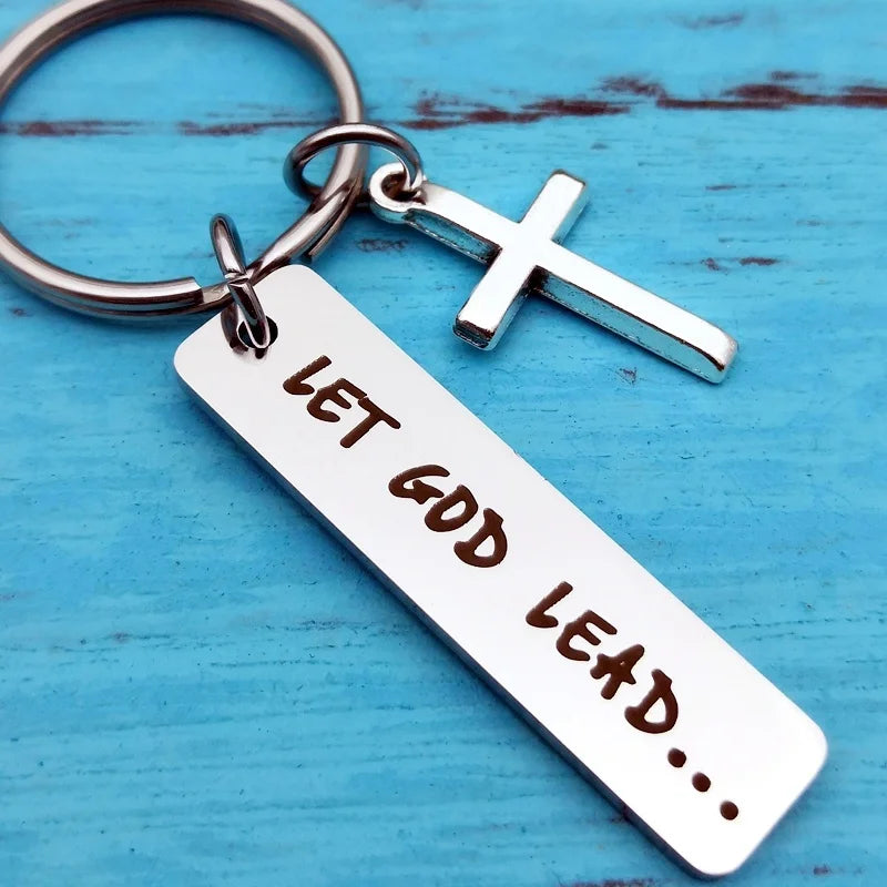 Let God Lead Cross Key Chain