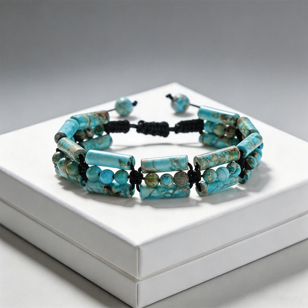 Handmade Woven 4mm Natural Stone Bracelets Emperor Beaded Adjustable