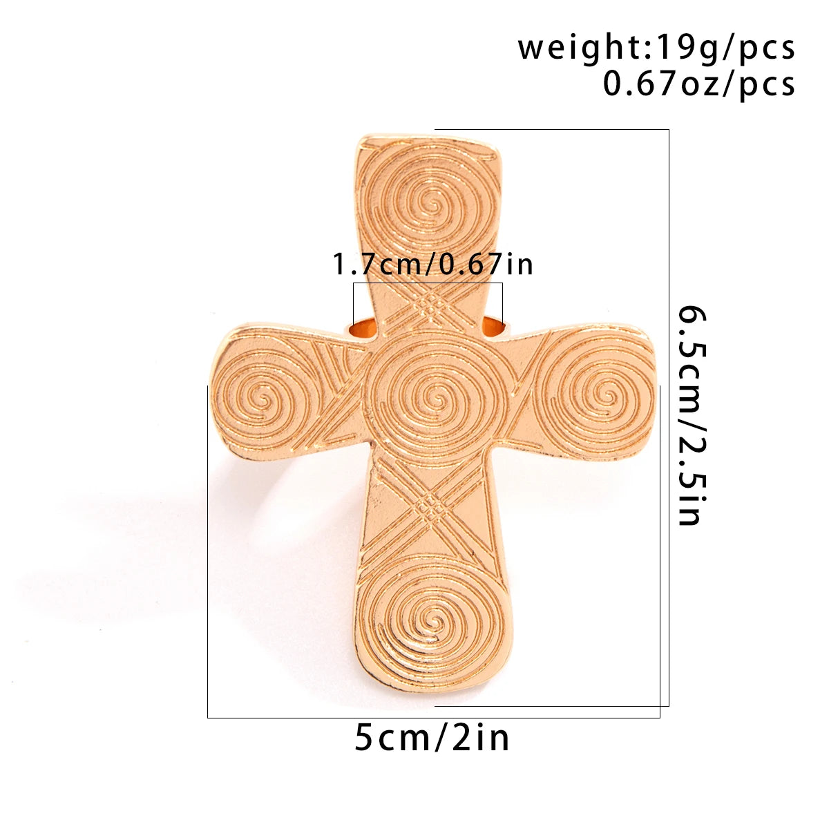 Exaggerated Metal Big Spiral Pattern Cross Ring