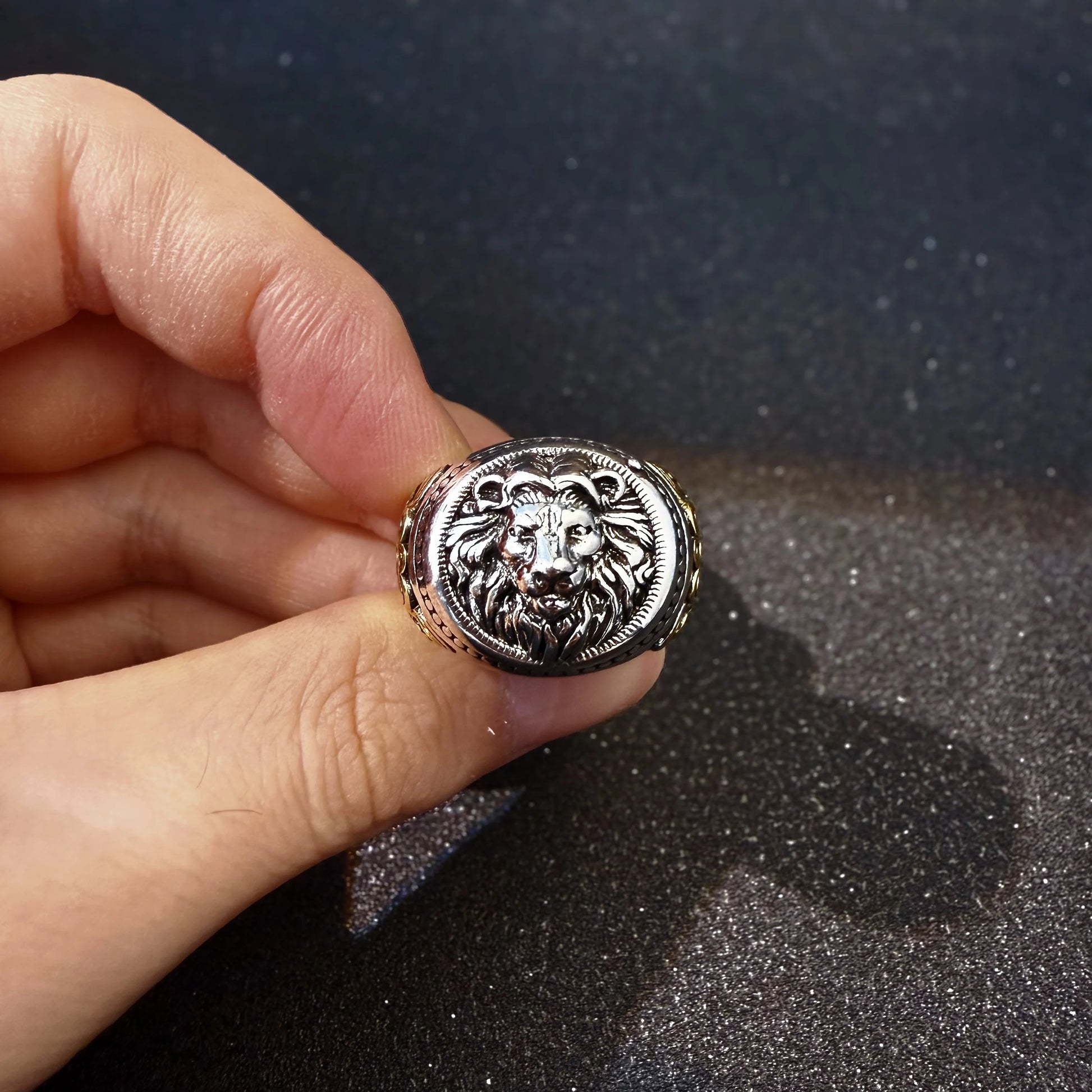 Retro Lion Golden Ivy Vine Adjustable Open Ring