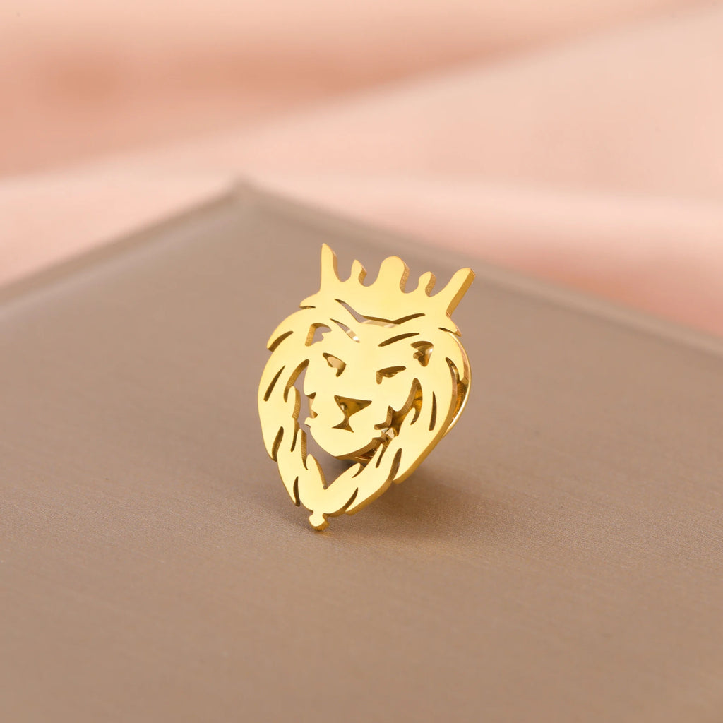 Crown Lion Pin Stainless Steel