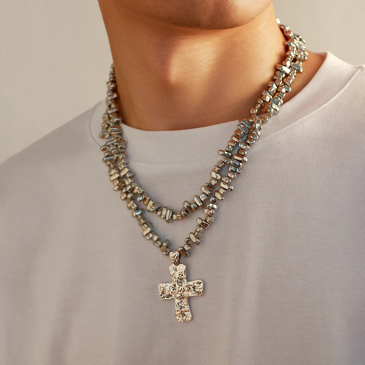 2Pcs/Set Creative Irregular CCB Beads Cross Chain
