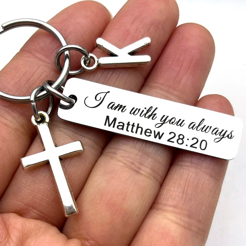 I Am Always with You Stainless Steel Laser Engraved Keychain Scripture Gifts Quote Bible Verse Gift Christian Jewelry