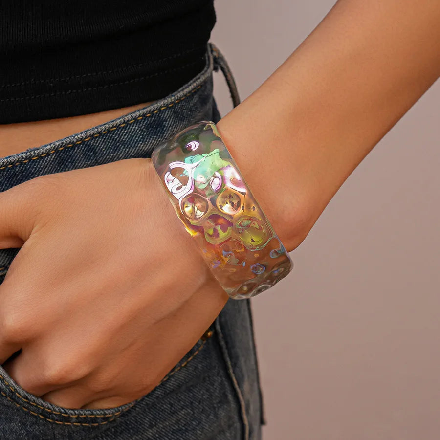 Transparent Colorful Acrylic Opening Bangle