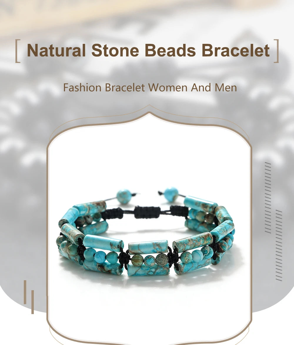 Handmade Woven 4mm Natural Stone Bracelets Emperor Beaded Adjustable