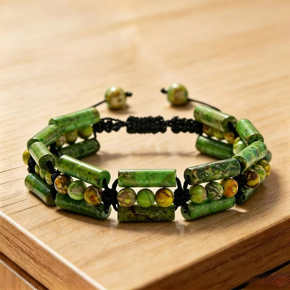 Handmade Woven 4mm Natural Stone Bracelets Emperor Beaded Adjustable