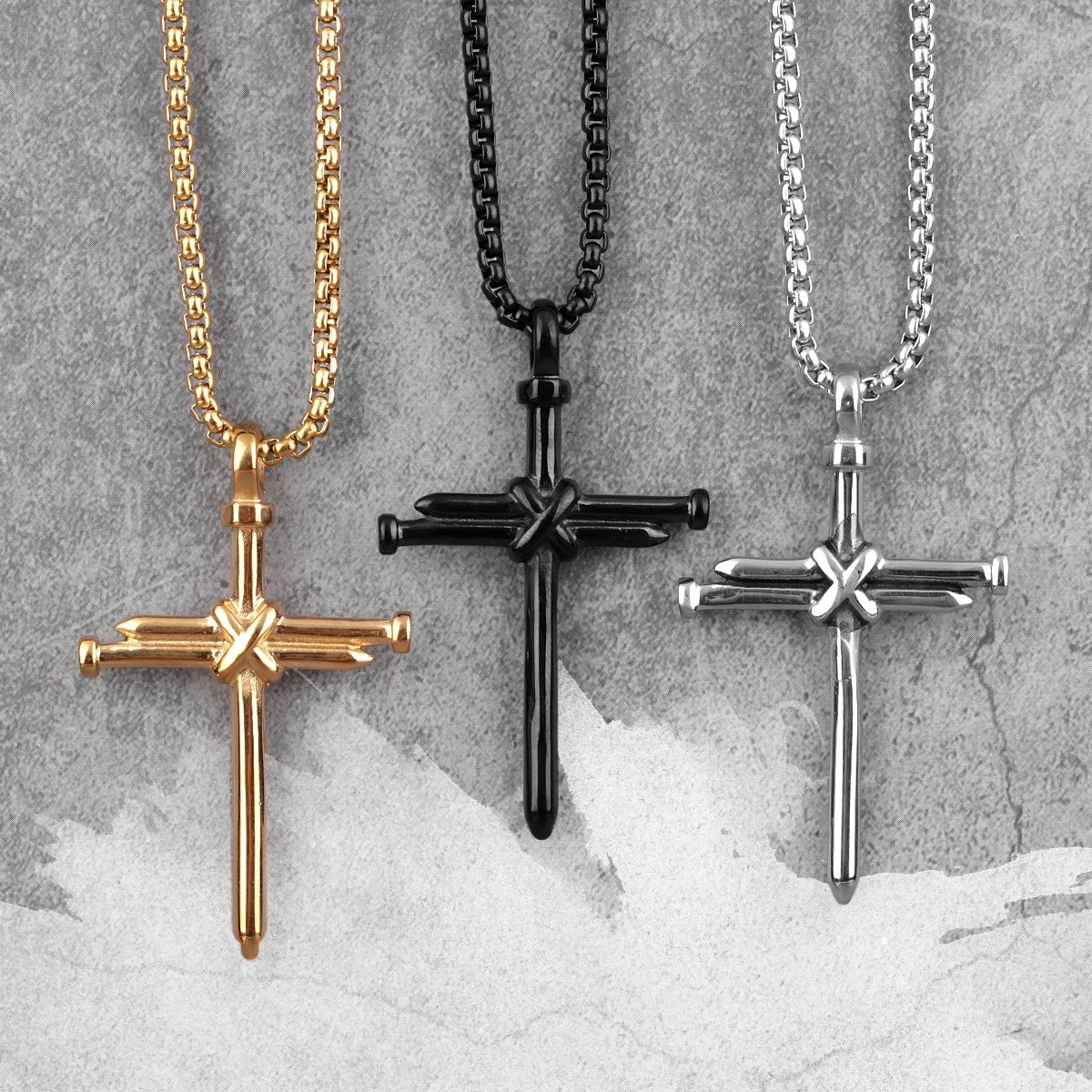 Stainless Steel Nail Cross Necklace