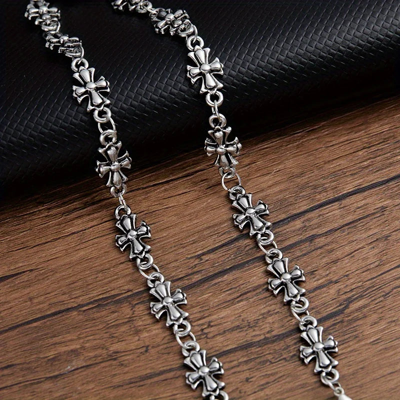 Silver Cross Patchwork Necklace