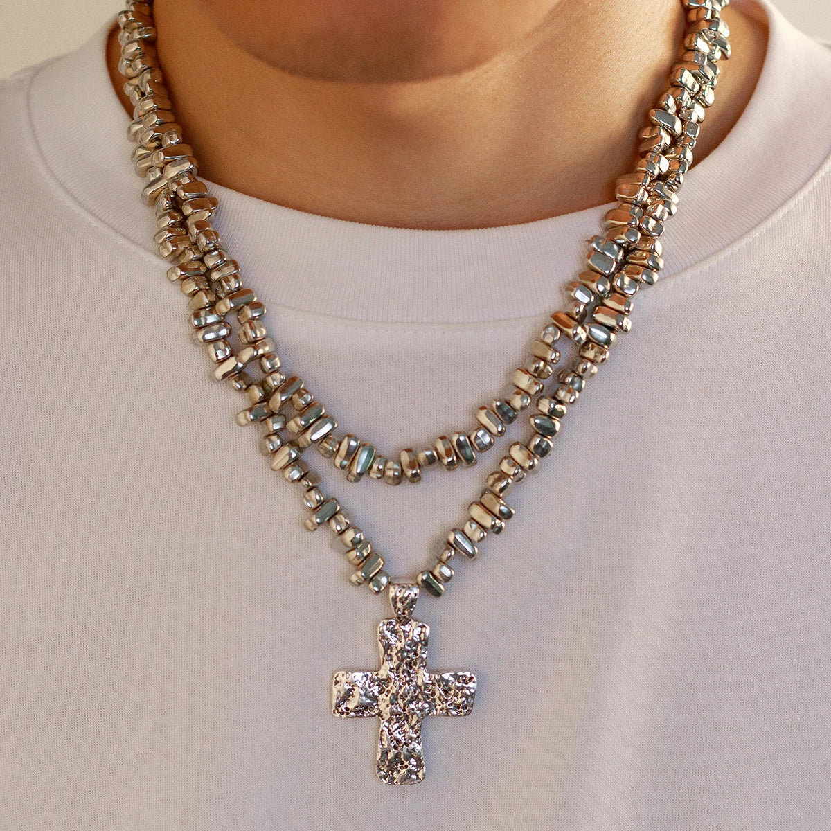 2Pcs/Set Creative Irregular CCB Beads Cross Chain