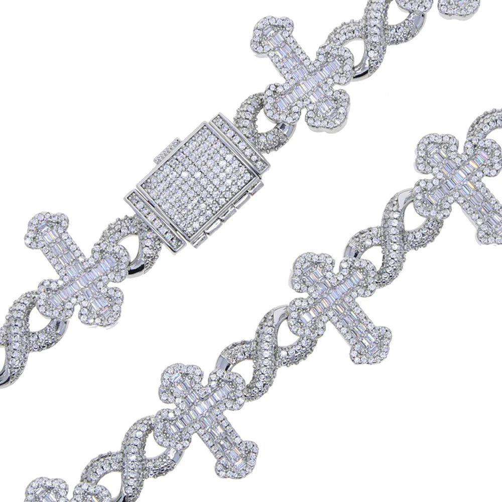 New Iced Out Cross Infinity Charm Bracelet