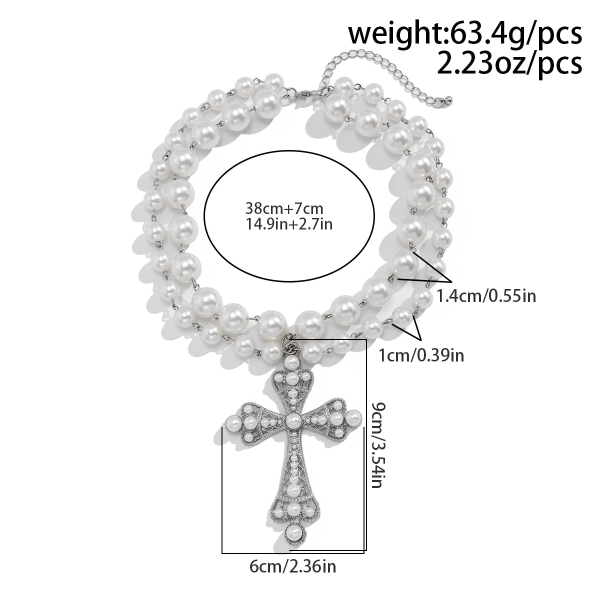 Large Cross Pendant Pearl Choker Design