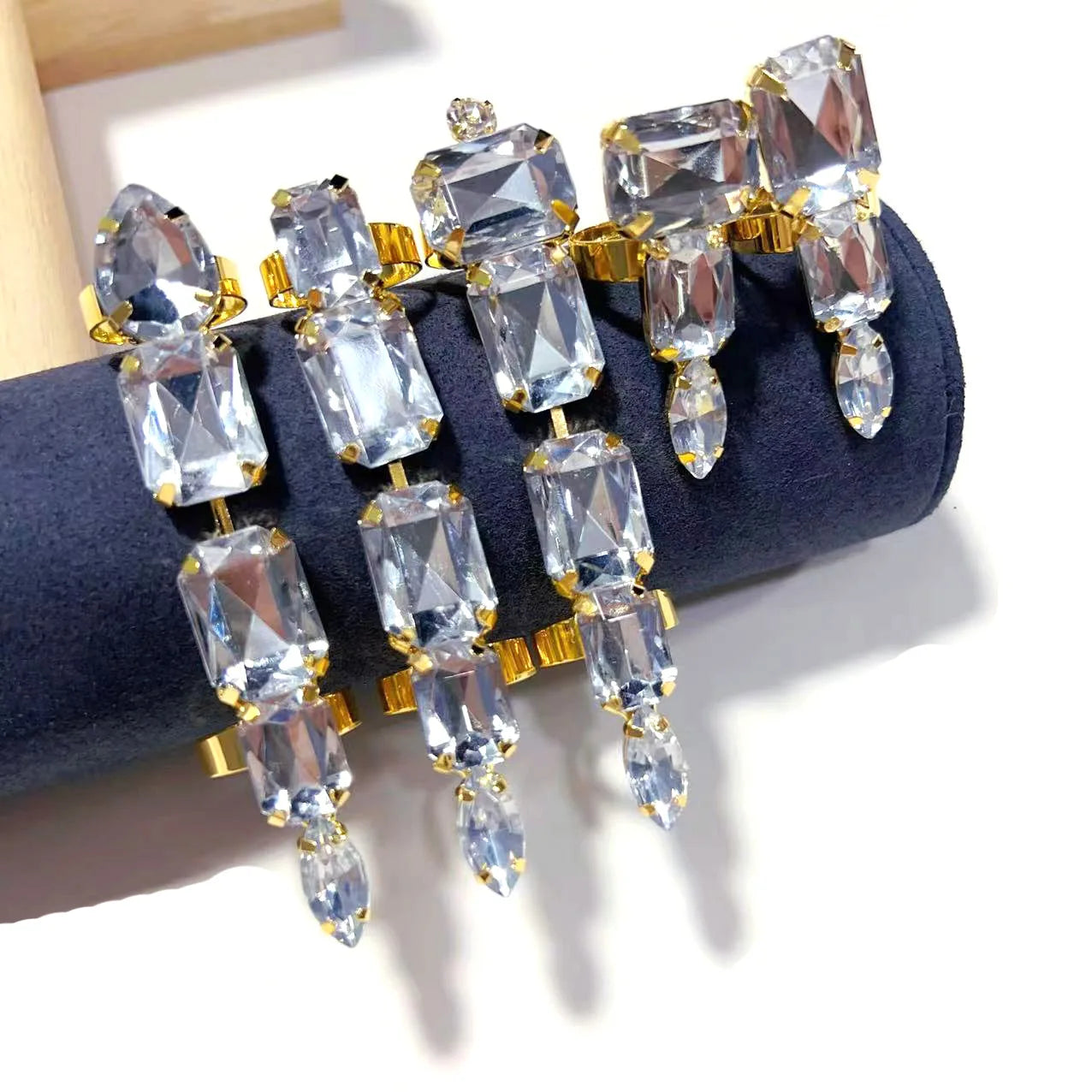 5-piece square crystal rhinestone "Lion Claw" rings