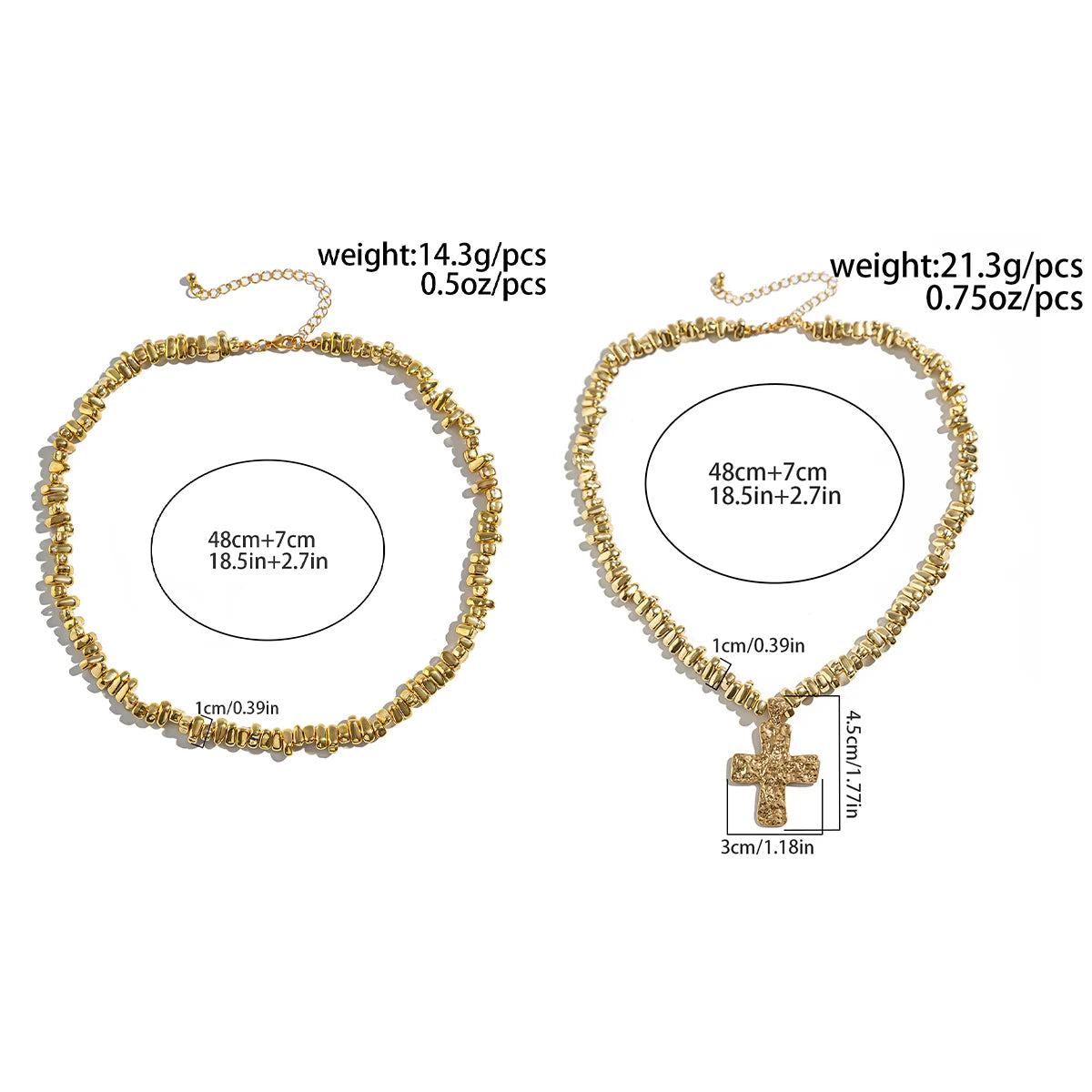 2Pcs/Set Creative Irregular CCB Beads Cross Chain