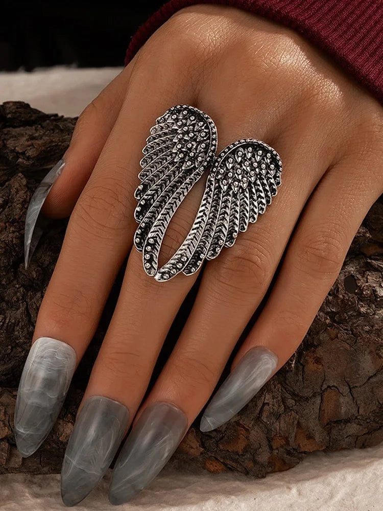 Retro Angel Wings Large Ring