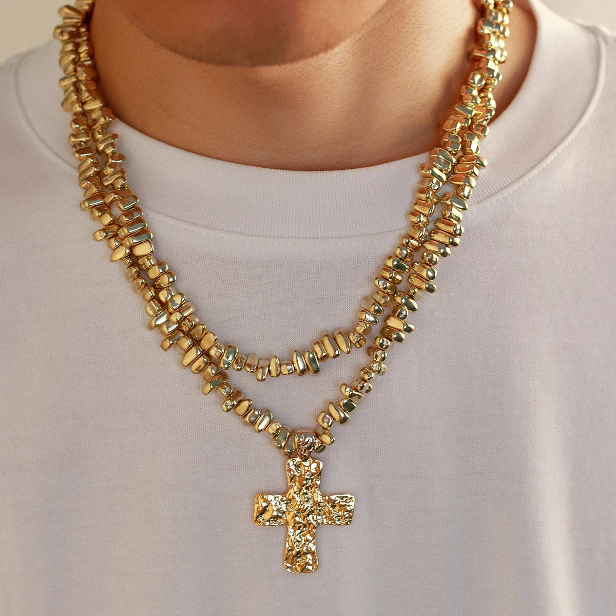 2Pcs/Set Creative Irregular CCB Beads Cross Chain