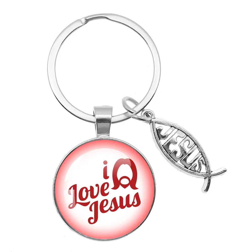 I Love Jesus Symbol Fashion Keychain Holder Handmade
