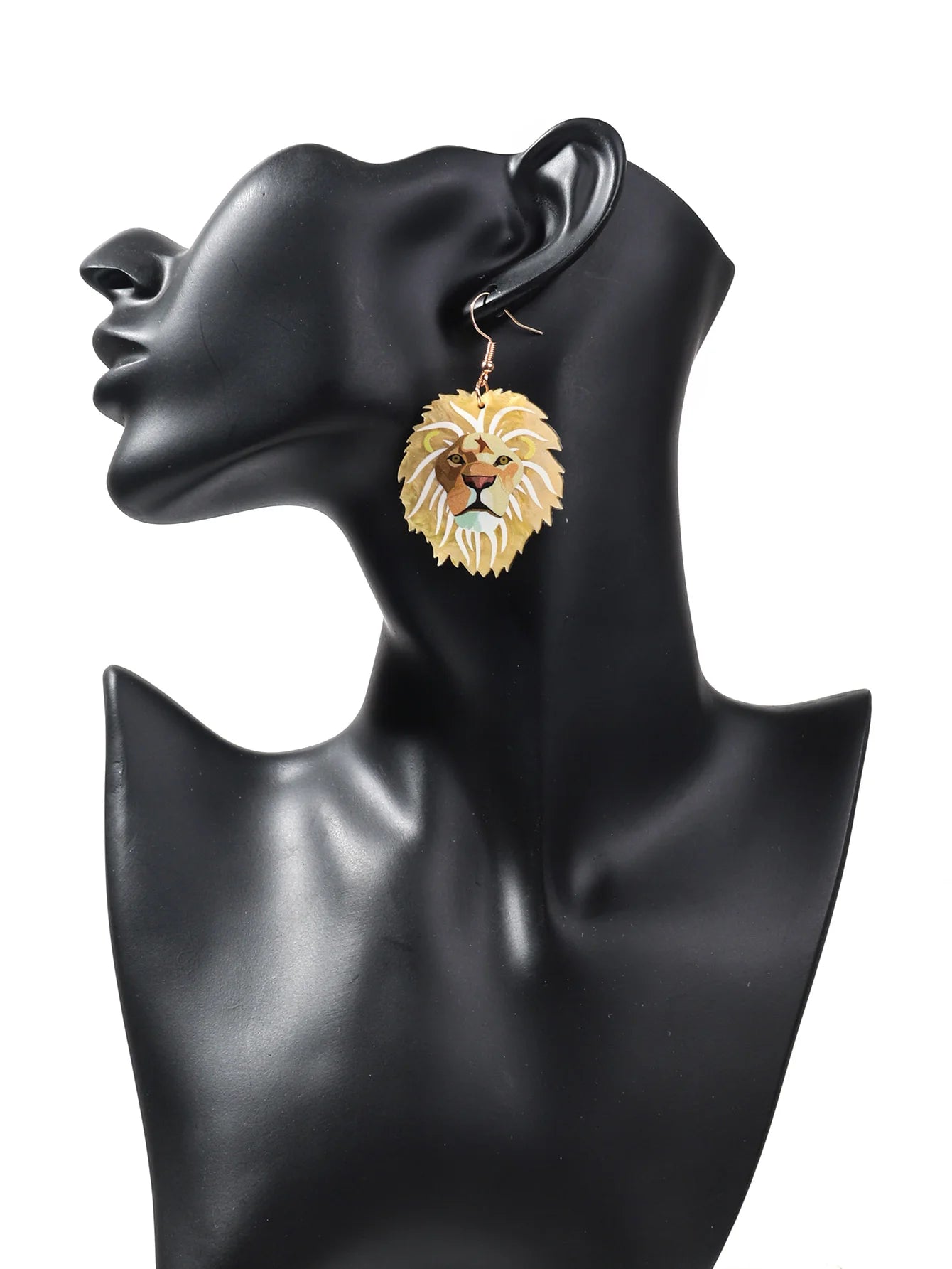 Lion Acrylic Print Drop Earrings