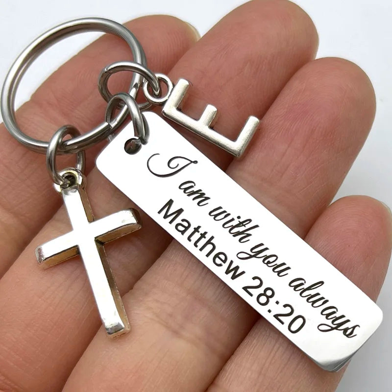 I Am Always with You Stainless Steel Laser Engraved Keychain Scripture Gifts Quote Bible Verse Gift Christian Jewelry