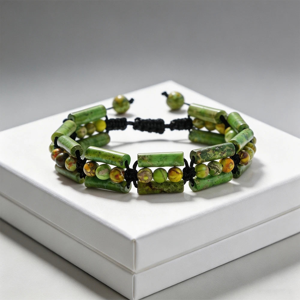Handmade Woven 4mm Natural Stone Bracelets Emperor Beaded Adjustable