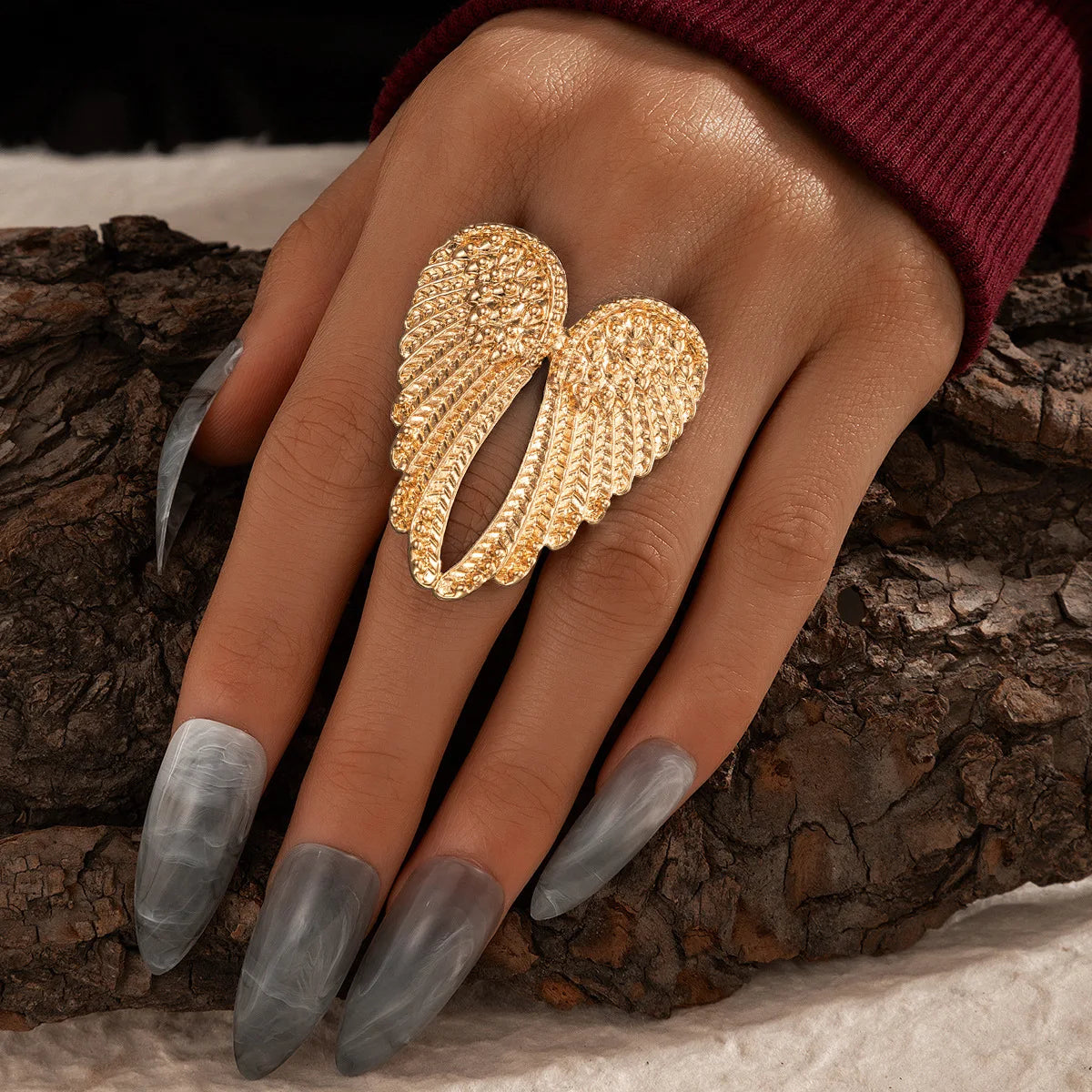 Retro Angel Wings Large Ring