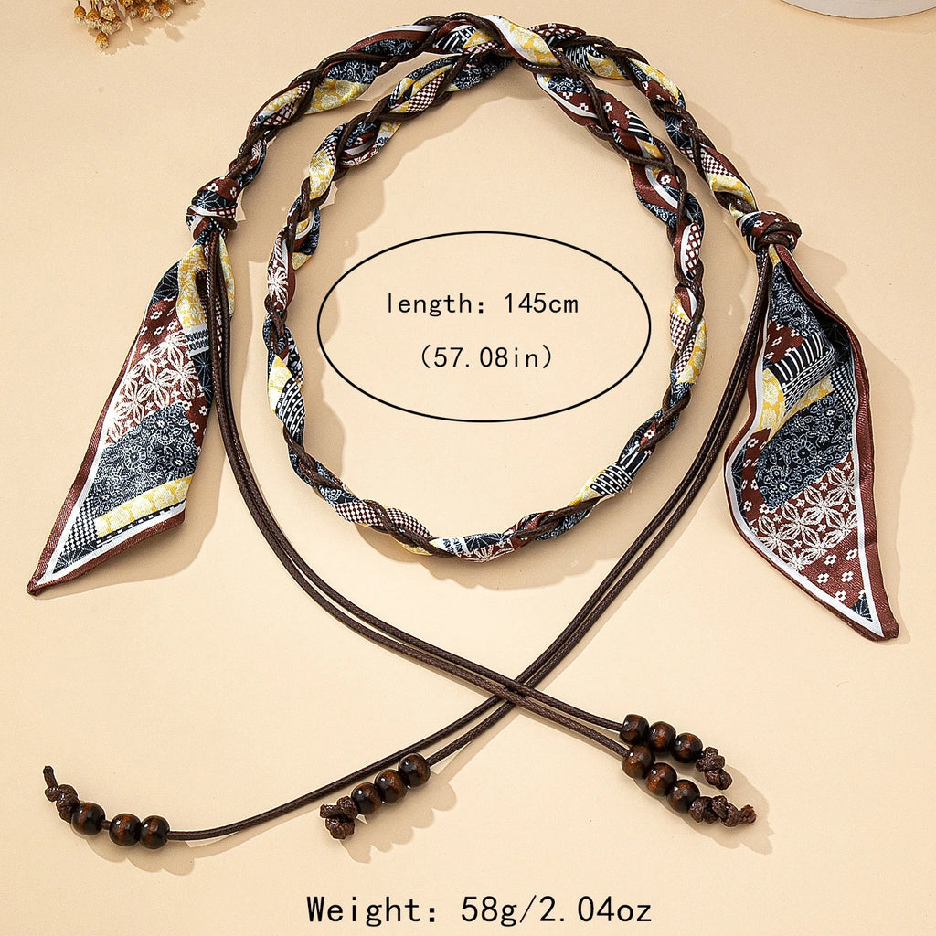 Necklace with a High-End Bohemian Ethnic Style Woven Silk Scarf