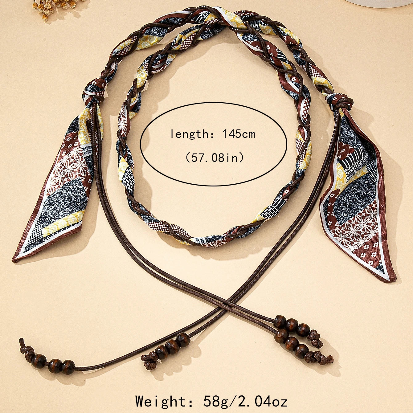 Necklace with a High-End Bohemian Ethnic Style Woven Silk Scarf